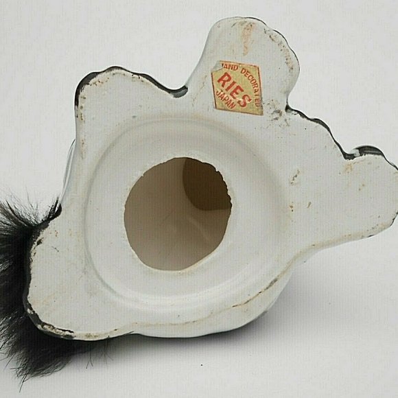 Vintage Ries Ceramic Puppy Dog Figurine w/ Applied Fur Made in Japan - Picture 6 of 6